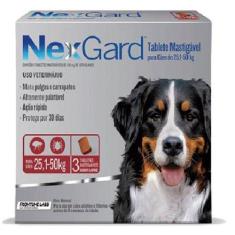 NexGard 136 mg - Cães de 25,1 a 50 Kg  cx com 3 tabletes - Boehringer 