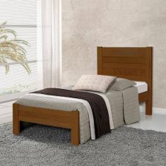 Cama Solteiro com Colchão Lara Madeira - Castanho