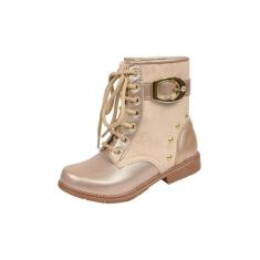 Bota Coturno Infantil Menina Cadarço Fivela Dourada - Raniel Calçados,