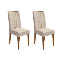 Cadeira Sala de Jantar Apogeu Kit 2 Un Amendoa/Linho Rinzai - Lopas