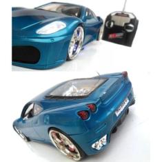 Carrinho De Controle Remoto Carro Ferrari F430 Com Led Azul - DM TOYS