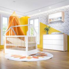 Quarto De Bebê Completo Com Berço Montessoriano E Cômoda
