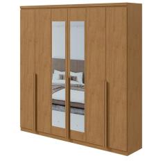 Guarda-Roupa Casal Alonzo 6 Portas 4 Gavetas Com Espelho Amêndoa Clean