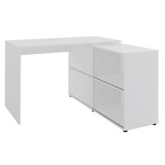 Mesa Para Escritório com Porta de Correr Escrivaninha Home Office Mingle A02 Branco - Lyam Decor