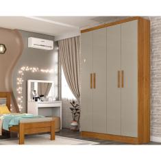 Guarda Roupa 4 Portas Amsterdam C- E 2 Gavetas Cinamomo-off White - Tcil Móveis