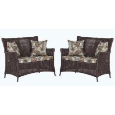 2 Sofás Área Externa Igapó Alumínio Pintura Preta Corda Náutica Estofa