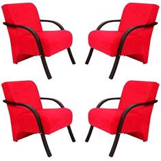 Kit 4 Poltronas Decorativas 1 Lugar Santa Rita Sued Vermelho
