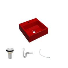 Kit Cuba Q395 C/Válvula 1'' (2,6cm) + Sifão Pvc + Flexível Vermelho