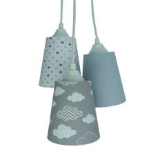Lustre Pendente Quarto Infantil Nuvens Cinza E Branco Bivolt