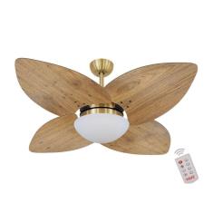 Ventilador De Teto Dourado 4 Pás Rádica Freijó 220V