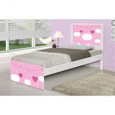 Cama Solteiro Adesivada Nuvens Menina