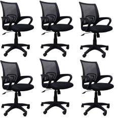 Conjunto 6 Cadeiras de Escritório Giratória Office Santiago Preto