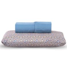 Jogo Cama Lençol Verace Solteiro Percal 300 Fios c/ Fronha Estampada 2 Peças - Azul