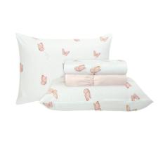 Jogo de Cama Queen Sultan 180F Sonhare Prata Borboleta 4 Pçs