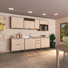 Cozinha Completa 6 Peças Com Balcões Aéreos Gavetões E Sem Tampo Aspen Luciane Móveis Vanilla-beige