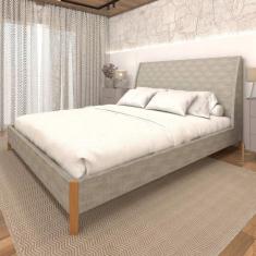 Cama King Estofada com Cabeceira Personalizável 100% MDF - Casa Lar Do