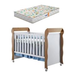 Berço Americano Mirelle Branco Acetinado Amadeirado Com Colchão Gazin 