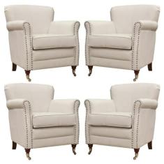 Kit 04 Poltronas Decorativas Sala de Estar Brunei Pés Príncipe Off Whi