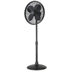 Ventilador Pedestal Retro Oscilante em Metal com 3 Velocidades, 110V 50W, Good Housekeeping, Preto Matte
