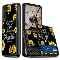 RAUEDWDJS Capa carteira para Samsung Galaxy S21 FE 5G, capa para Galaxy S21 FE 2022 com compartimento para cartão, TPU macio de camada dupla e policarbonato rígido à prova de choque para mulheres e