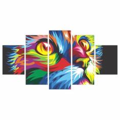 Quadro Decorativo Gato Colorido Mosaico Ambiente Decor - Dropx4