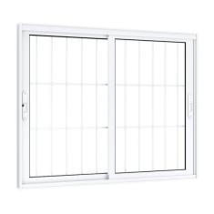 Janela De Correr Alumínio Lateral 2 Folhas Com Grade Eccellente 120x150cm Lucasa Branco
