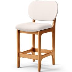 Banqueta Baixa Bar Cozinha E Sala De Jantar Fixa Betta L02 Imbuia Linho Cru