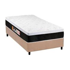 Cama Box Solteiro: Colchão Espuma Castor D45 Black E White Air + Base Crc Suede Clean(88X188)