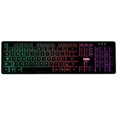 Teclado Iluminado OEX Rainbow Flat TC303 USB Preto Com Fio