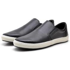 TÊNIS SAPATENIS SLIP-ON MASCULINO CASUAL Couro, MODELO 3100-Masculino