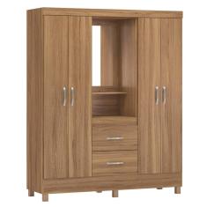 Guarda Roupa Solteiro Lord D02 4 Portas de Bater 2 Gavetas MDP Amendola Touch Mpozenato