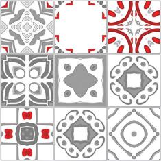 Adesivo de Azulejo Vermelho Cinza Vigo 20x20cm 12un