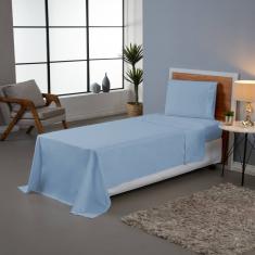 Jogo Lençol Solteiro 3 Peças 140 Fios Liso Ponto Palito