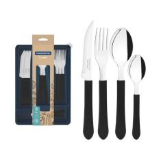 Faqueiro Tramontina Inox Leme com Gaveteiro 24 Peças, Preto, 24