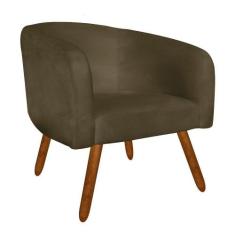 Poltrona Decorativa Stella Suede Marrom Rato Pés Palito - D'Rossi