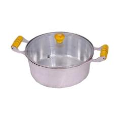 Caçarola Alumínio Fundido Alça Madeira Tampa de Vidro 36cm - DIVIFORTE