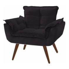 Poltrona Chesterfield Luxo Opala SALA/RECEPÇÃO/ESCRITÓRIO SUEDE PRETO 
