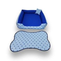 cama para cachorro grande cama para pet cama retangular  azul coroinha