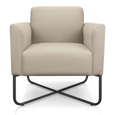 Poltrona Marisa Suede Base X Industrial Preta Drossi Bege - D' ROSSI