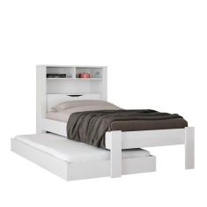 Bicama Solteiro Baú Com Nicho e Cama Auxiliar Invict Branco - Santos Andirá