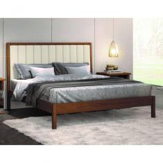 Cama Casal Estofada Madeira Maciça 1,60m - Lisboa Montanhês