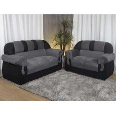 Sofá 2 e 3 Lugares Cinza com Preto 605/601 Corsa - Alpoim