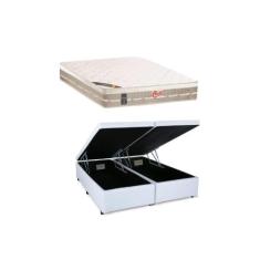 Conjunto Cama Box Baú Casal Bipartida + Colchão Castor Premium Tecnope