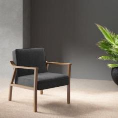 Poltrona Decorativa Madeira Maciça Jequitibá Assento com Persintas Elá