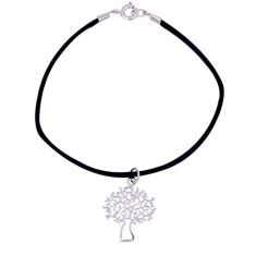 Pulseira camurça com Árvore da Vida 18mm - Sunshine Cristais Cor:Prata