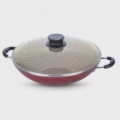 Panela Wok Alumínio com Tampa de Vidro Paris Tramontina 4,5L Vermelho