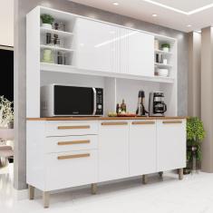 Armário de Cozinha 6 Portas 2 Gavetas Adelle Yescasa Branco Neve