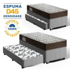 Cama Box Bicama com Colchão de Espuma D45 Solteiro Ortobom ISO 150 + Auxiliar de Molas Unique Solteiro 88cm