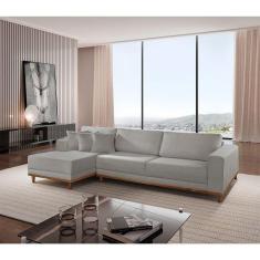 Sofá Cronos 03 Metros Chaise Lado Esquerdo Meu Sofá Online A230 Linho Cinza
