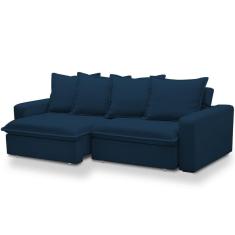 Sofá Retrátil Reclinável Para Sala De Estar Living 215cm Vêneto F04 Veludo Azul - Lyam Decor
